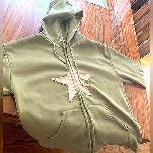 Green star unisex zip up